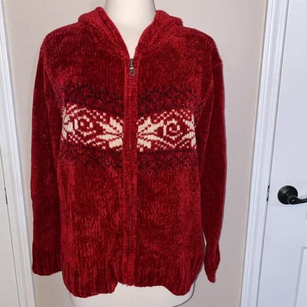 Sonoma fluffy chenille zip front hoodie sweater  L/XL Like NEW!!!